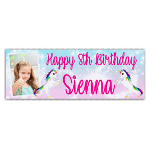 Personalised Unicorn Photo & Text Only Party Banners (B)
