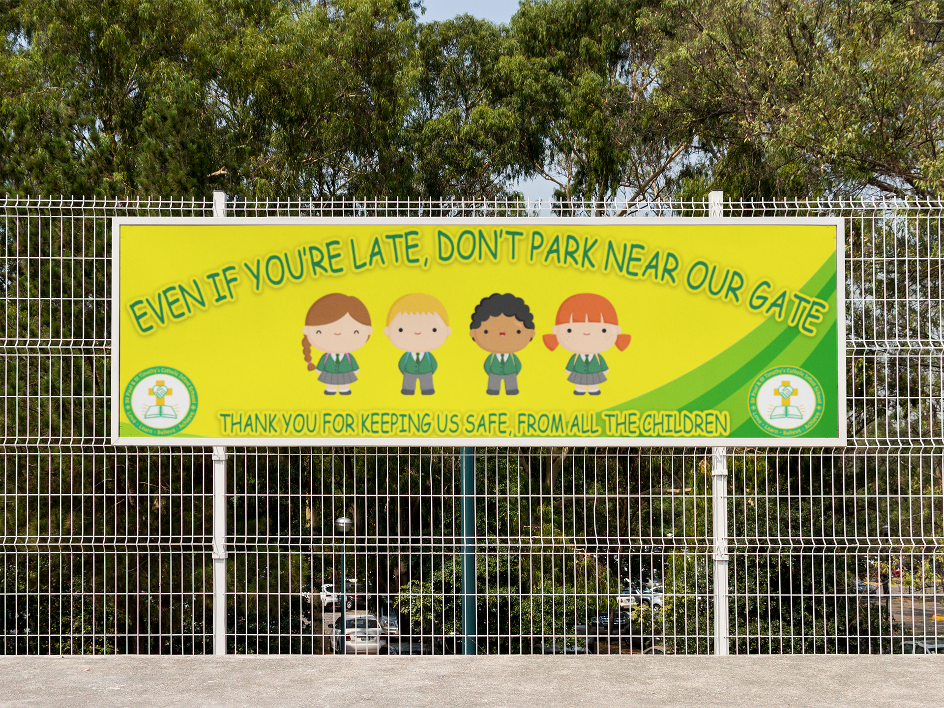 School No Parking Child Safety Banners Vinyl Outdoor PVC