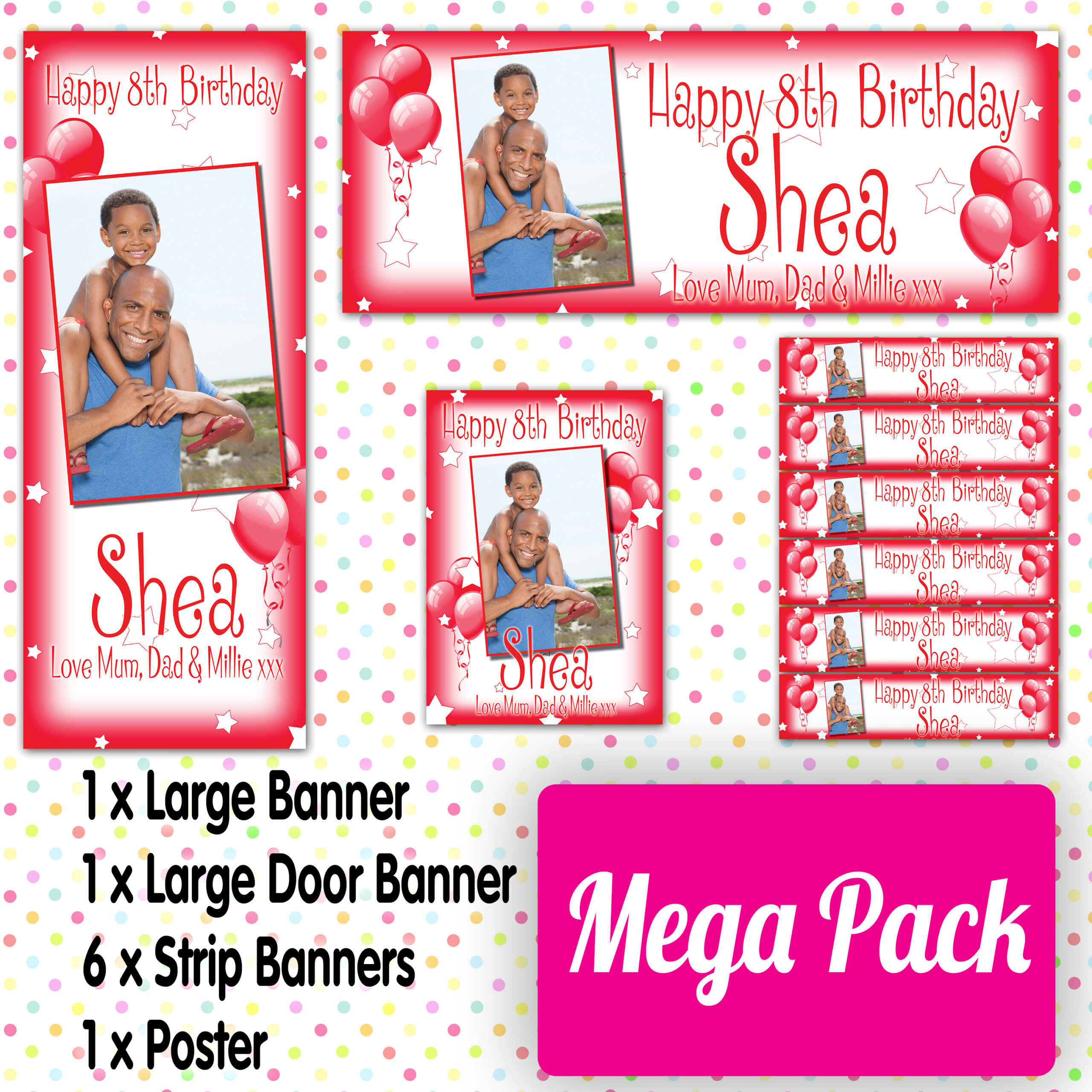 Balloon Design Party / Birthday Banners & Posters (A001)