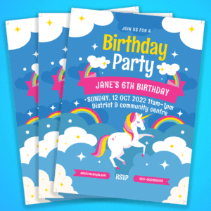 Unicorn kids Party Invitations - Inv011