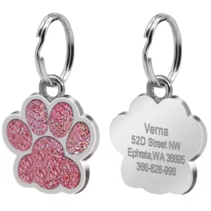Glitter Paw Shaped Pet Tag for cats or dogs