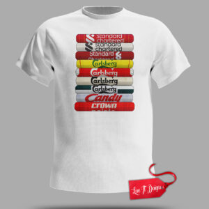 Liverpool Retro Kits Pile Design T shirt 2