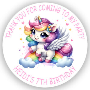 Unicorn Party Personalised Stickers